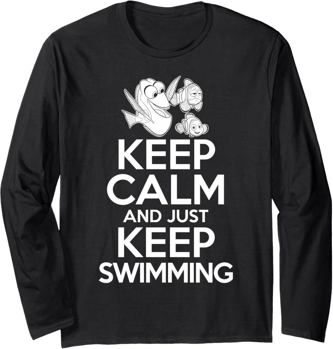 Disney Pixar Finding Dory Group Keep Calm Text Langarmshirt