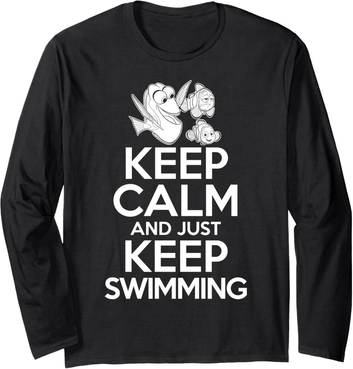 Disney Pixar Finding Dory Group Keep Calm Text Langarmshirt