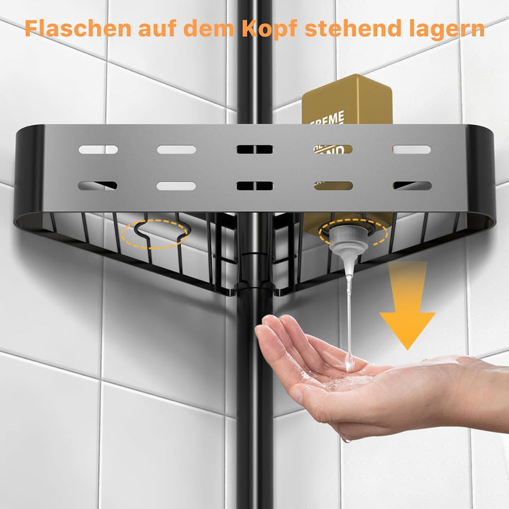Kegii Teleskop Duschregal - Teleskopregal Bad Eckregal Dusche Duschablage Ohne Bohren Teleskopstange