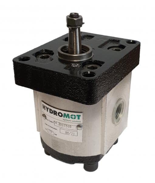 HYDROMOT Hydraulikpumpe, Zahnradpumpe, BG 1, europ. Flansch, Gewindeanschluss, kon. Welle 1:8, Schlu