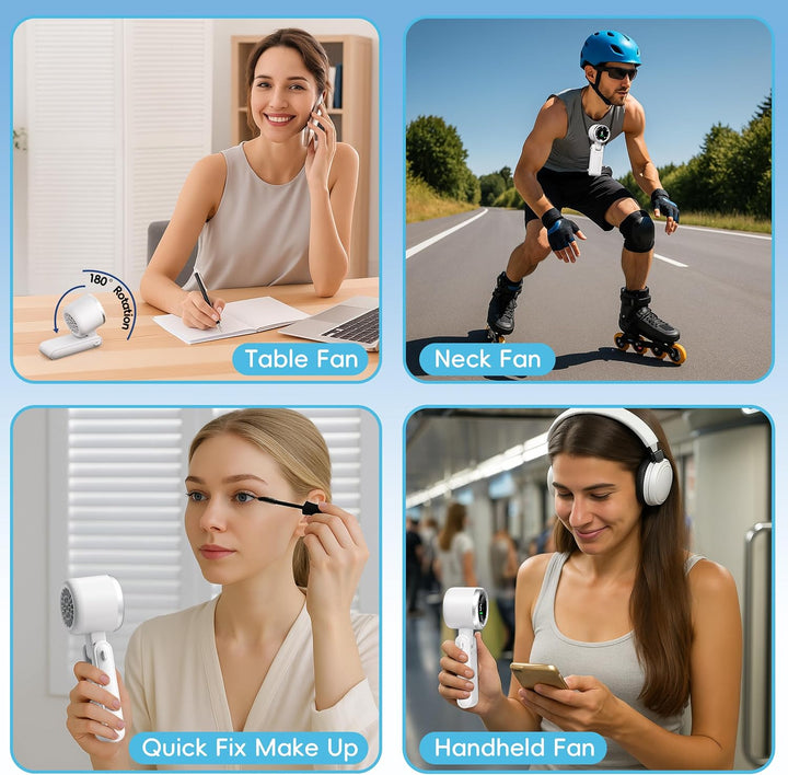 Morelax Tragbarer Turbo Handventilator, 5-stufiger, LED-Display, 4000mAh Akku USB Aufladbar, 3-in-1