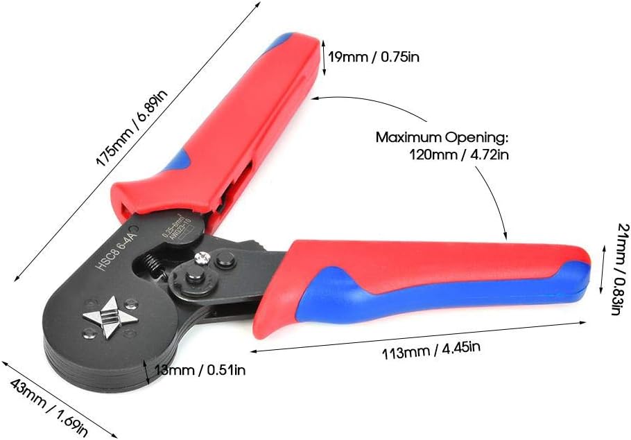 Crimperzange, HSC8 6-4A Selbsteinstellende Ratsche Crimperratschen-Crimpzange 0,25~10 mm² AWG23-10