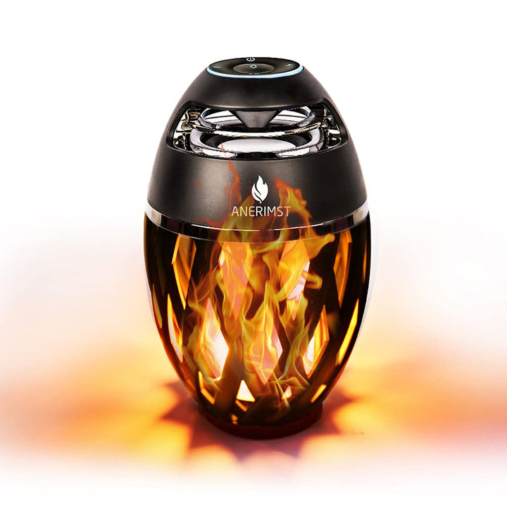 ANERIMST Bluetooth Lautsprecher mit Flammen Effekt, LED Tischlampe für Innen/Aussen, IP65 Wasserdich