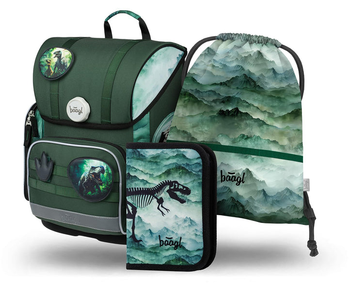 Baagl Schulranzen Jungen Mädchen Set 3 Teilig, Ergo Schultasche für 1. Klasse, Ergonomische Grundsch