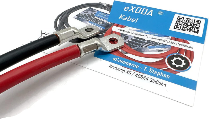 Exoda Batteriekabel Set 35 mm² 200 cm M8 flexible Kabelschuhe geeignet für Auto Boot Motorrad Lkw bi