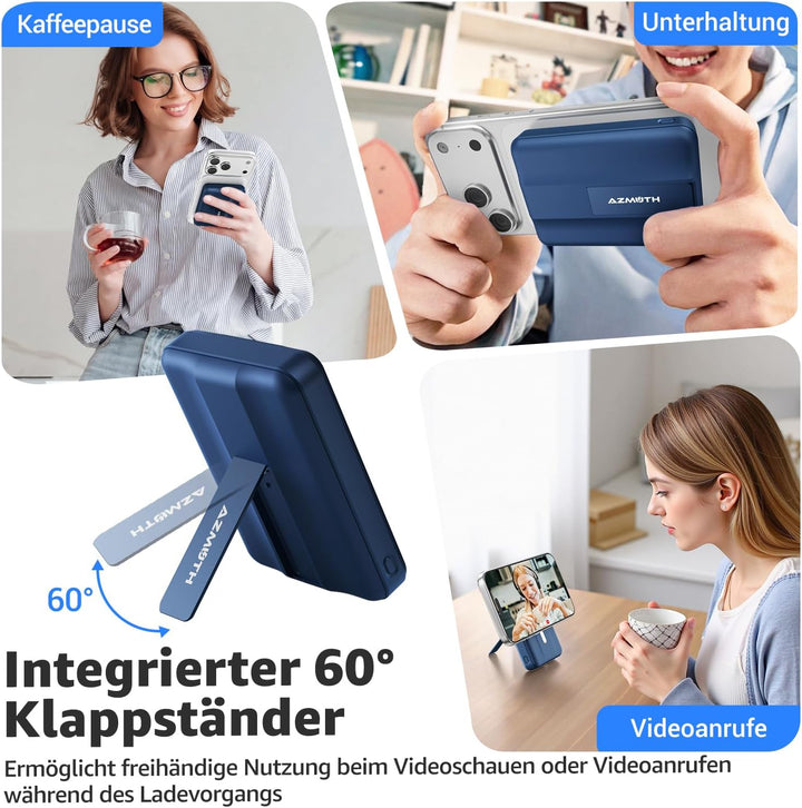 Magnetische Wireless Powerbank 10000mAh, Kompatibel mit MagSafe, Tragbare 15W Kabelloses Schnelllade