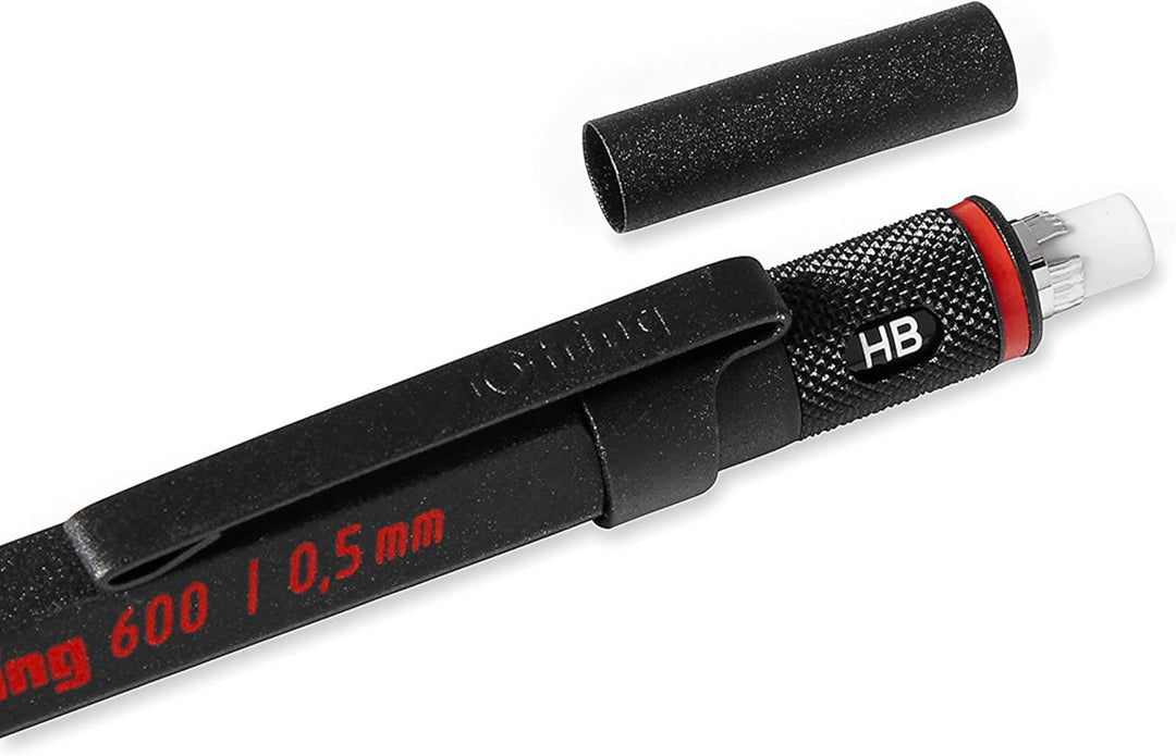rOtring 600 Druckbleistift | 0,5 mm | Schwarz | Ergonomisches Vollmetallgehäuse 1 Stück (1er Pack) M