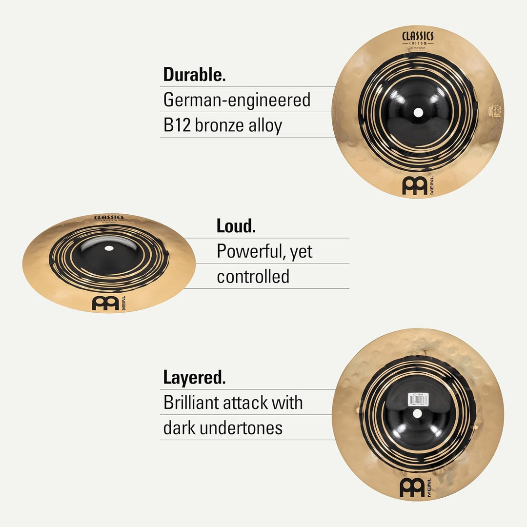 Meinl Classics Custom Dual 10 Zoll Splash (Video) Schlagzeug Becken (25,40cm) B12 Bronze, Dunkles un