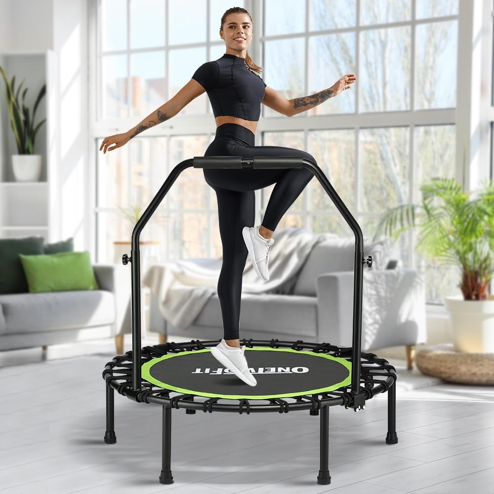 ONETWOFIT klappbares Trampolin für Erwachsene, 101/107/114/cm Mini Fitness Trampolin W/einstellbare