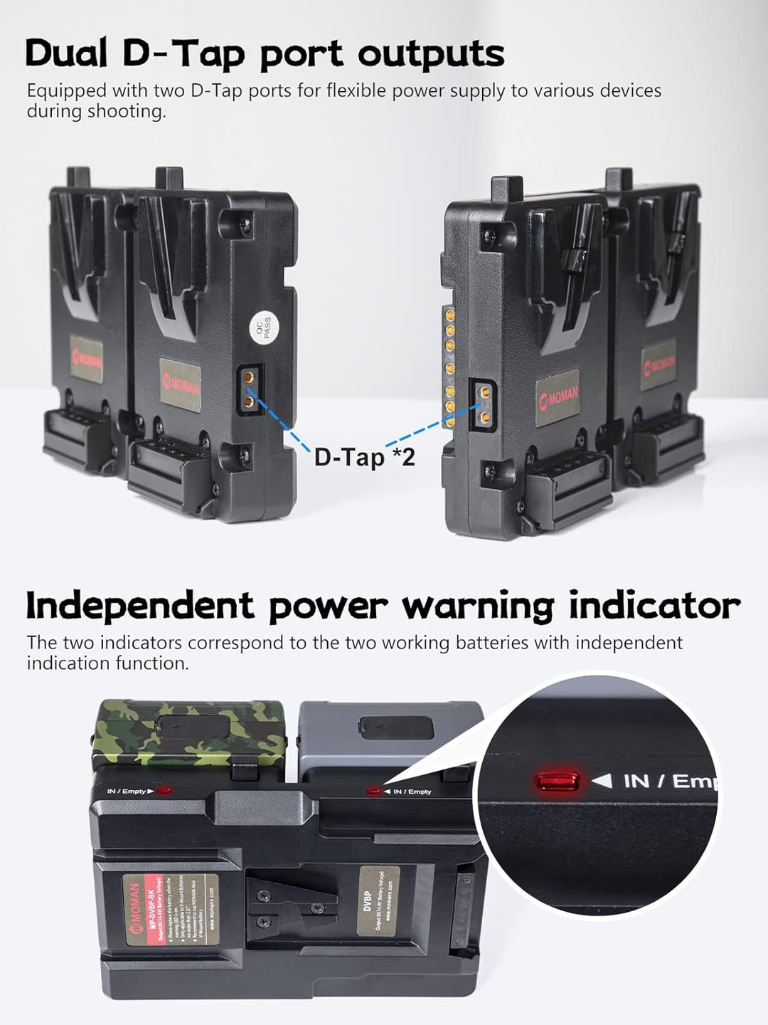 Moman DVBP Dual V-Mount Akkuplatte 2 in 1 Unterbrechungsfreie Plate V Lock Batterie Adapterplatte mi