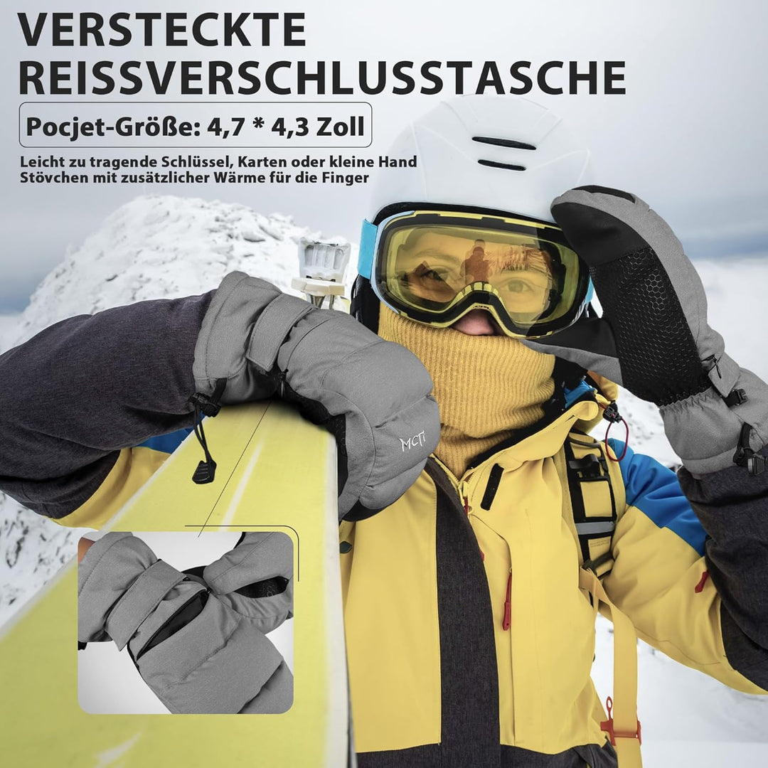 Kineed Skihandschuhe Damen Snowboard Fausthandschuhe Touchscreen wasserdichte Winter Warme Fäustling
