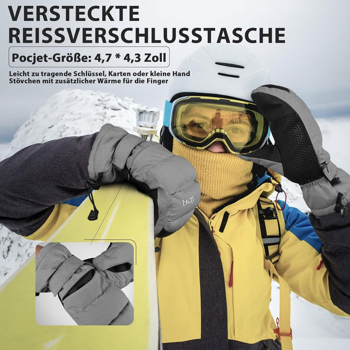 Kineed Skihandschuhe Damen Snowboard Fausthandschuhe Touchscreen wasserdichte Winter Warme Fäustling