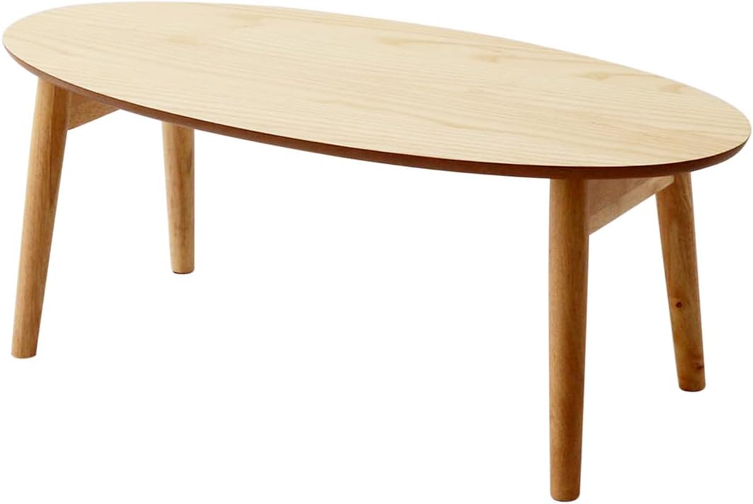 EMOOR Klapptisch Holz, Klein-Oval (B90xD43cm) Naturfarben, Couchtish Tatami Tisch 90 x 43 x 34 cm Na