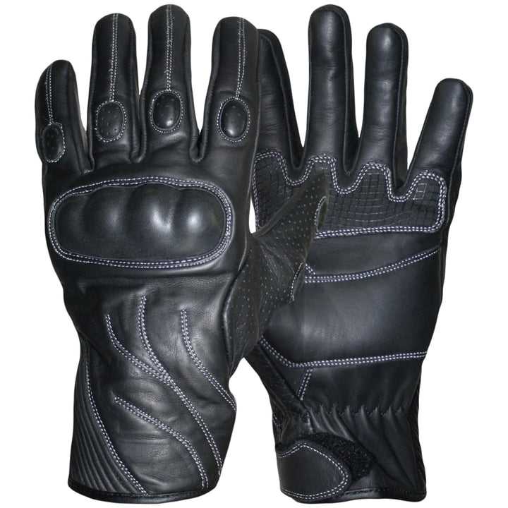 German Wear Motorradhandschuhe Motorrad Biker Lederhandschuhe Schwarz 8=m, 8=m