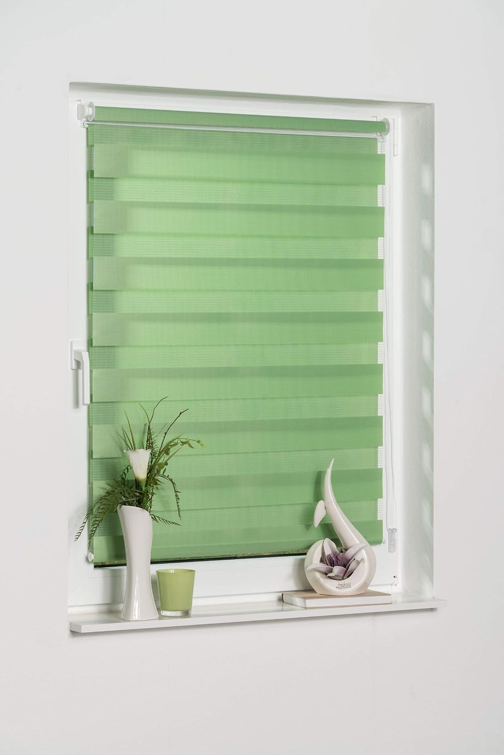 K-home Klemmfix Doppelrollo Madrid ohne Bohren Grün 100 x 150 cm (B x L), Grün 100 x 150 cm (B x L)