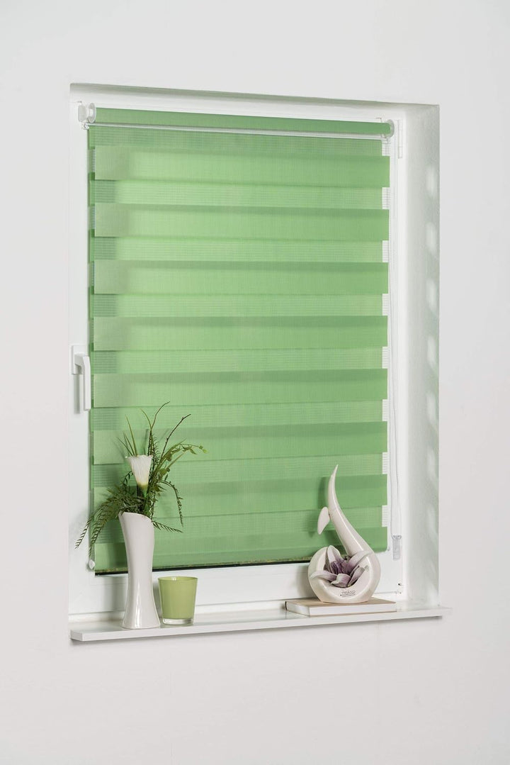 K-home Klemmfix Doppelrollo Madrid ohne Bohren Grün 100 x 150 cm (B x L), Grün 100 x 150 cm (B x L)