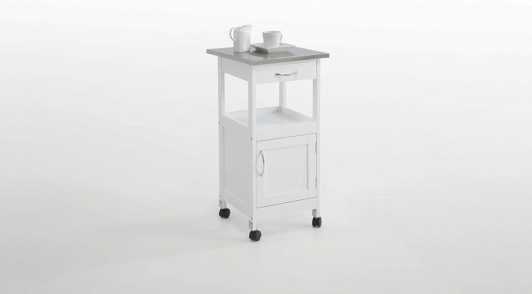 Kit Closet Carro de cocina Con 1 puerta y un cajón Küchenwagen, Weiss/Metall, sencillo Einfach inx,