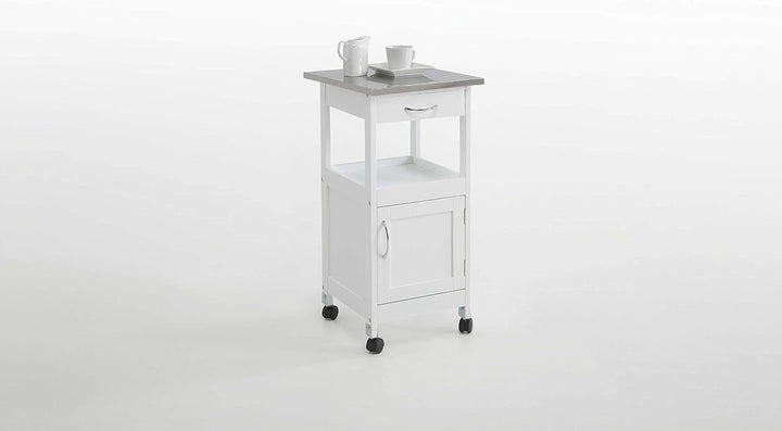 Kit Closet Carro de cocina Con 1 puerta y un cajón Küchenwagen, Weiss/Metall, sencillo Einfach inx,