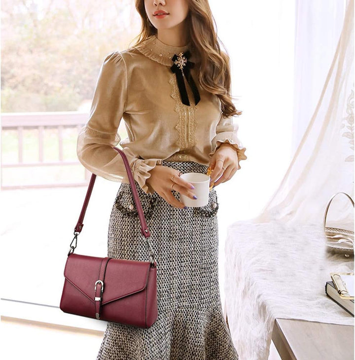 Coolives Damen Umhängetasche aus PU-Leder Kleine Schultertasche Elegant Handtasche Tasche für Dame E