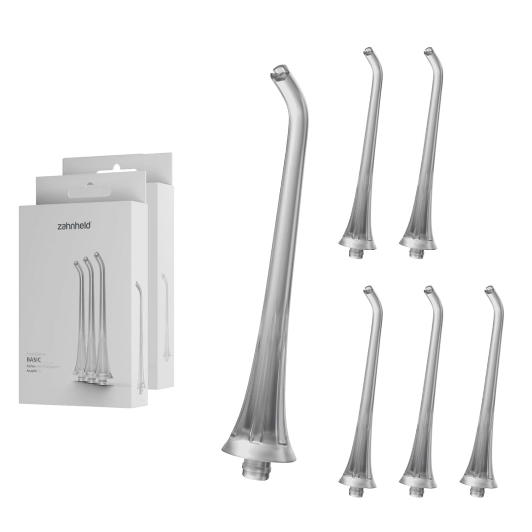 Zahnheld® Ersatzdüsen Basic für Munddusche Aquadent (6 Stück, weiss) 6 Stück Weiss, 6 Stück Weiss