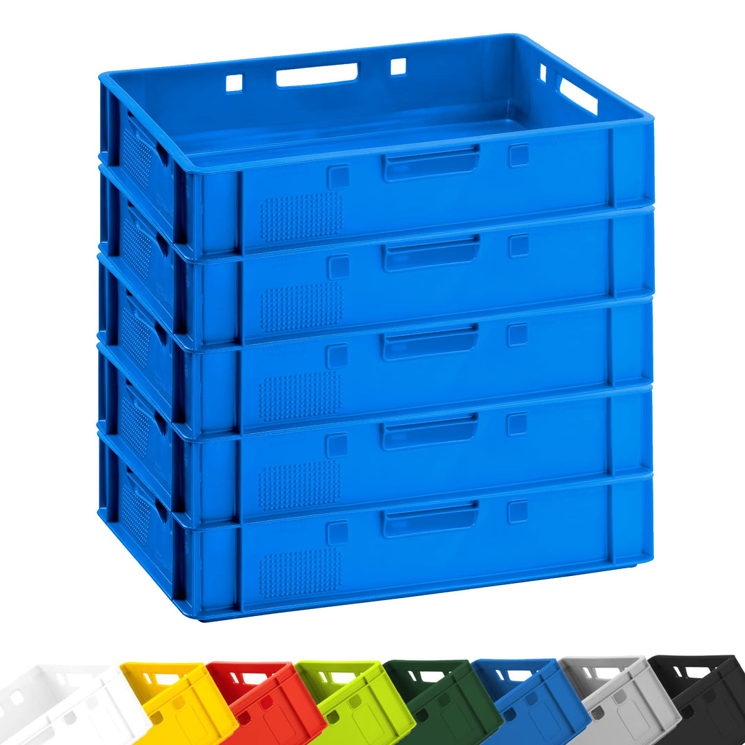 Fleischerkiste E1 60x40x12,5 cm Blau Eurobox Flache Stapelkiste Lagerbox | BURI Metzgerkiste Made in