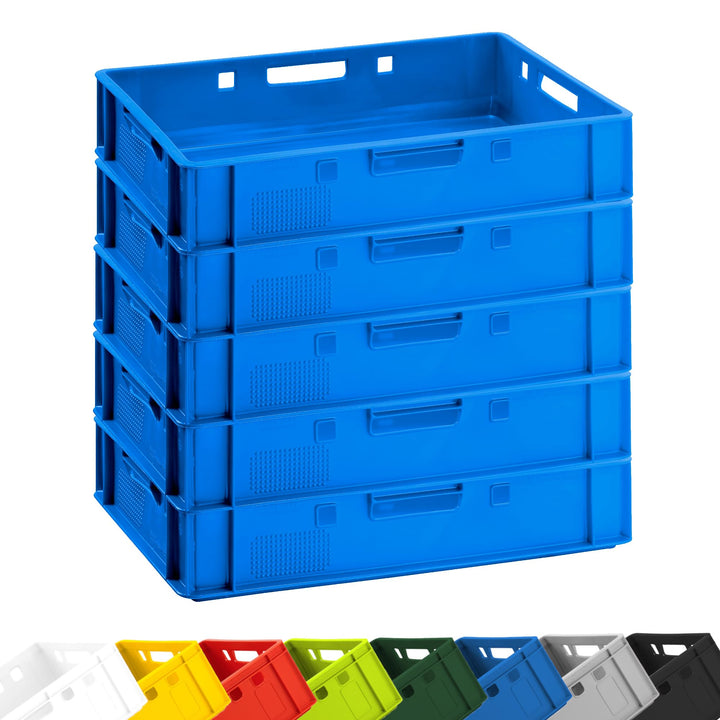 Fleischerkiste E1 60x40x12,5 cm Blau Eurobox Flache Stapelkiste Lagerbox | BURI Metzgerkiste Made in