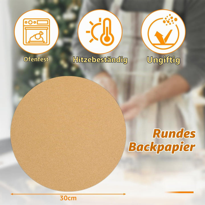 JMIATRY 200 Stück Backpapier Zuschnitte, Backpapier Rund 30cm, Backpapier für Heissluftfritteuse Run