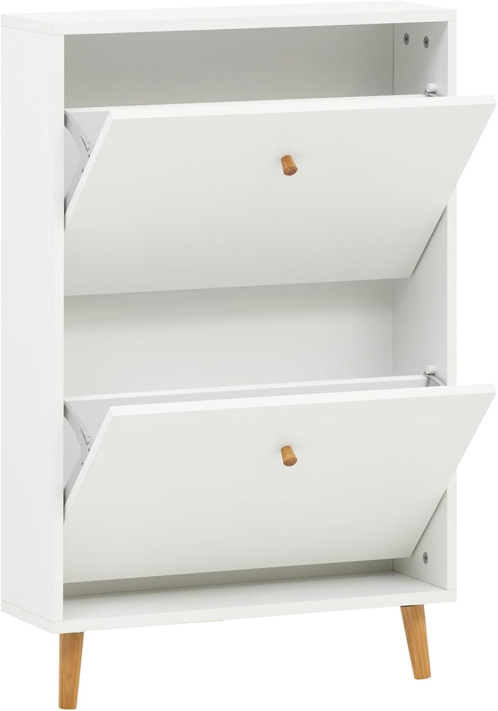 Schildmeyer Bjarne Schuhschrank 158671, weiss matt, 59,8 x 19,5 x 92,2 cm, platzsparend durch gering