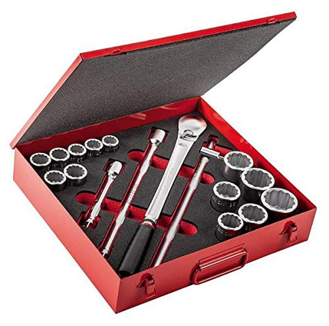 USAG U06120018 - 612 3/4" BP - Zwölfkant-Steckschlüssel-Satz in ABS-Koffer, Zollmass (17-teilig) Sor