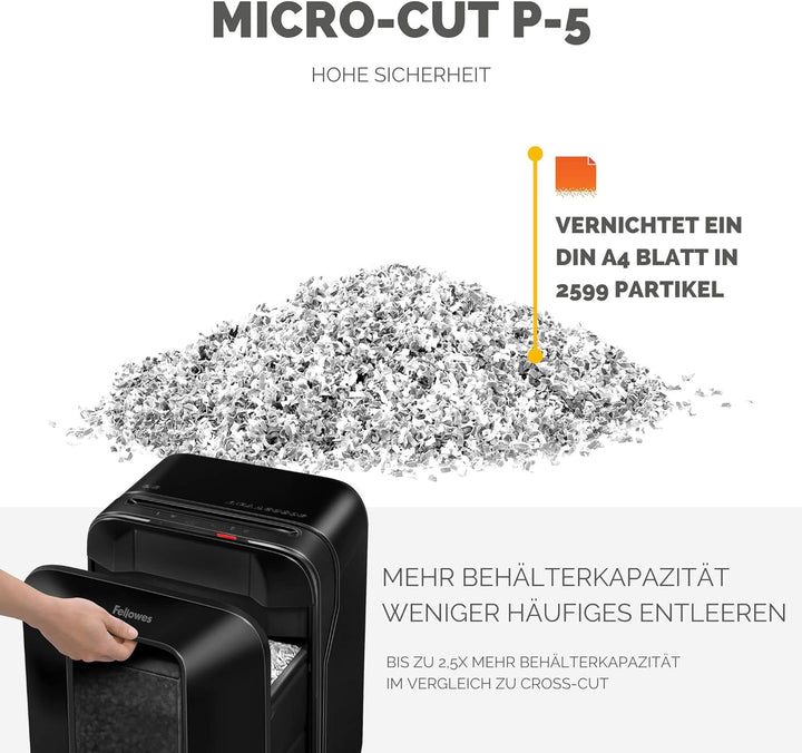 Fellowes Aktenvernichter 12 Blatt High Security (P5), Papierschredder für Büro, Homeoffice, Powershr
