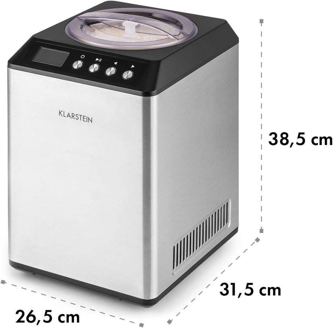 Klarstein Vanilla Sky Family - Eismaschine, Eisbereiter, Speiseeismaschine, Kühlhaltefunktion, LED-D