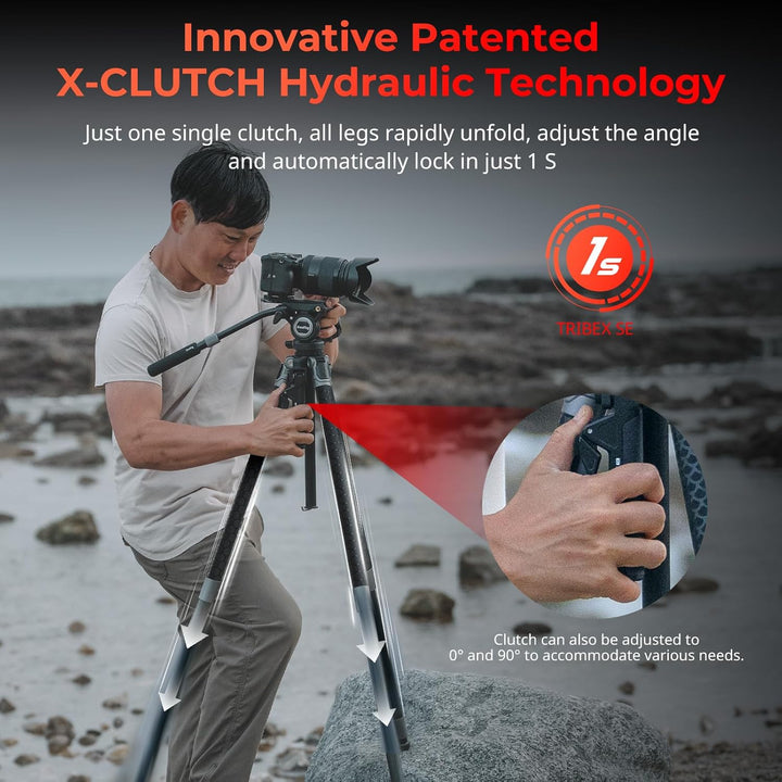 SMALLRIG x Potato Jet TRIBEX SE Hydraulisches Aluminium-Kamerastativ mit Fluidkopf, 6kg Tragkraft, m