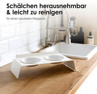 LucyBalu® Erhöhte Doppel-Futterstation Katze | Ergonomischer Katzennapf erhöht | Erhöhter Futternapf