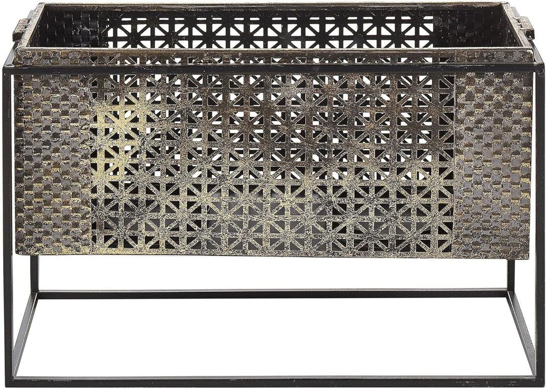 Moderner Kerzenhalter mit Verzierungen aus Metall 41 x 26 cm in Gold Amami