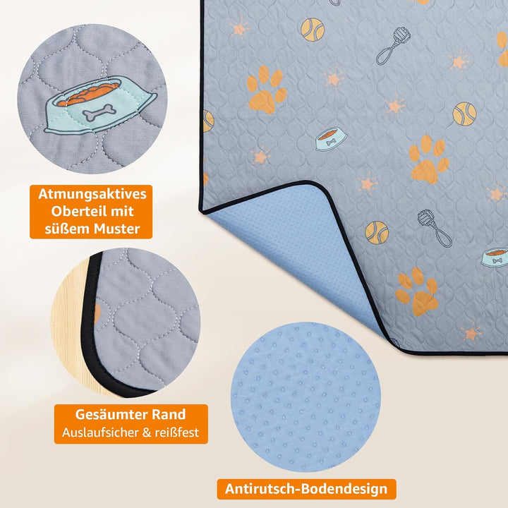 Wiederverwendbare Welpenunterlagen, 2er Pack super saugfähige PIPI Matten für Hunde, rutschfeste Hun