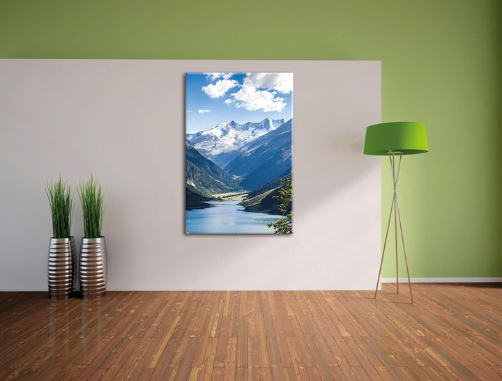 Pixxprint See an Bergen, Format: 100x70 auf Leinwand, XXL riesige Bilder fertig gerahmt mit Keilrahm