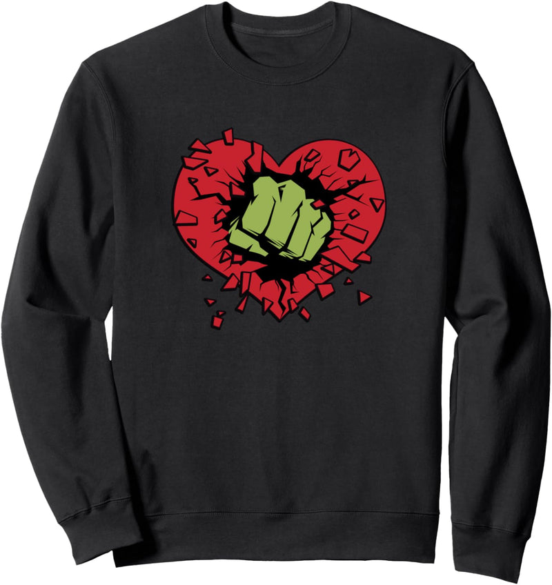 Marvel Hulk Heart Smash Left Chest Valentine Sweatshirt