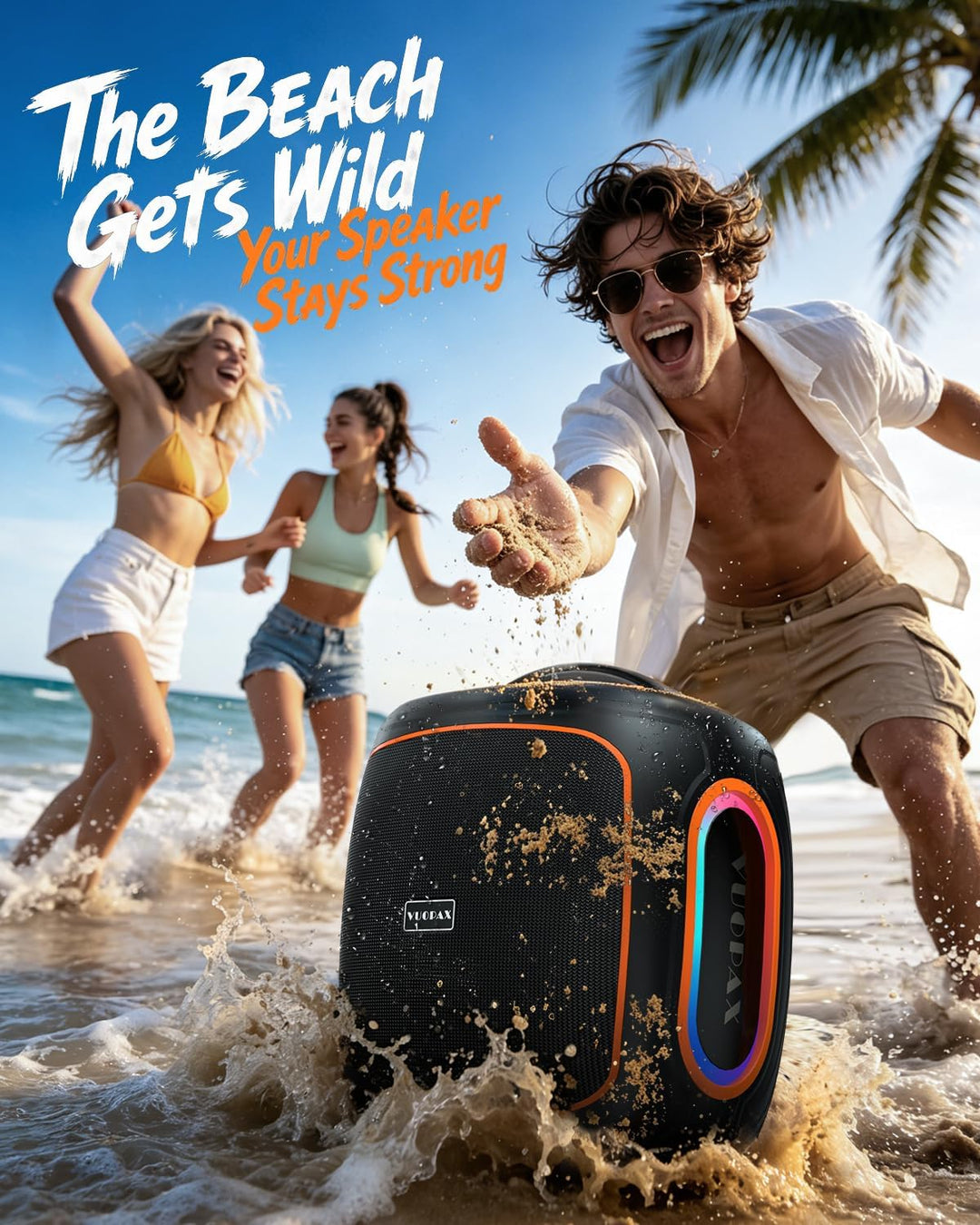 Bluetooth Lautsprecher Gross 120W, Tragbare Musikbox mit kraftvollem Sound, 6,5&