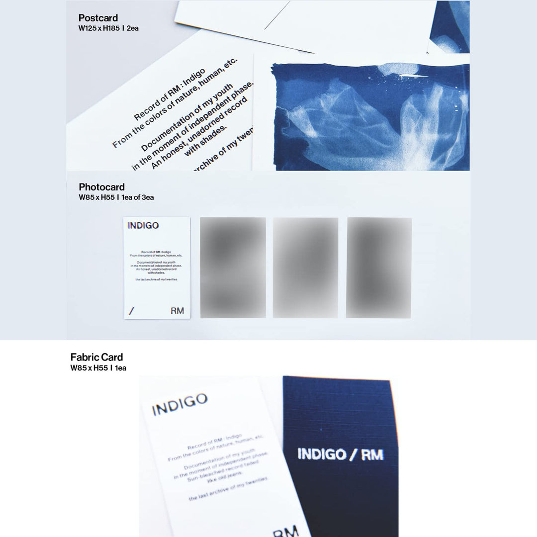 RM of BTS - [Indigo] (Book Edition) Outer Box + Book + CD + Postcard + Photocard + Fabric Card + Ins