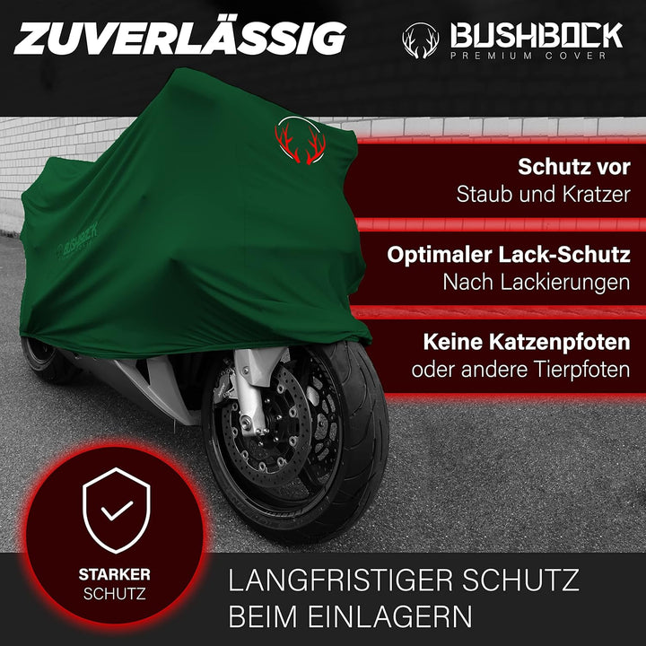 BUSHBOCK® Premium Cover Indoor Motorrad Abdeckplane-Staubschutz-elastischer, atmungsaktiver Samt-Str