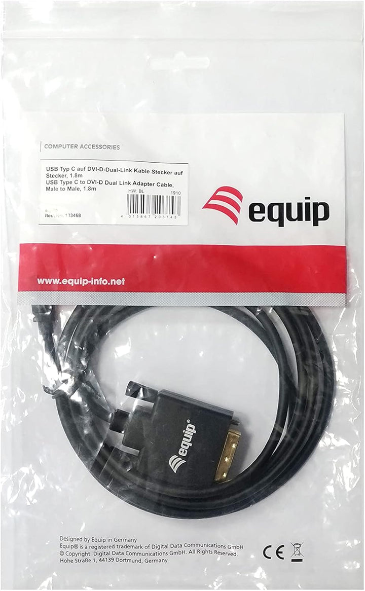 Equip USB Kabel Type-C Stecker -> DVI Stecker 1.8m Schwarz