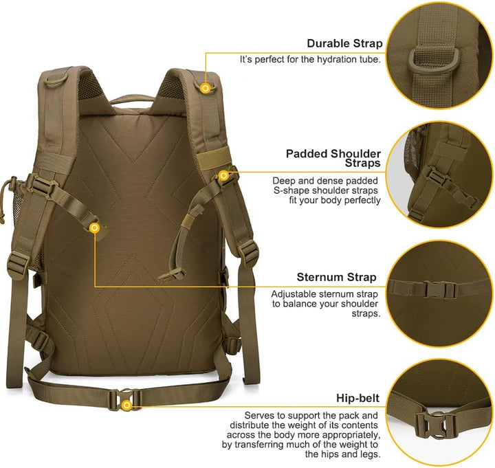 Mardingtop 28L Rucksack Taktischer Rucksack Wanderrucksack Trekkingrucksack Angelrucksack für Surviv