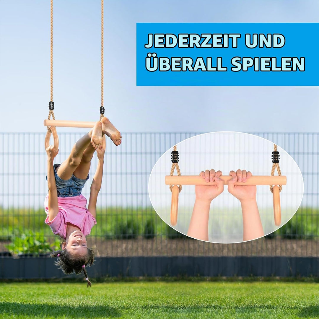 Trapez Schaukel, Trapez Stange Outdoor mit Turnringen Multifunktions Schaukel Kinder mit Verstellbar