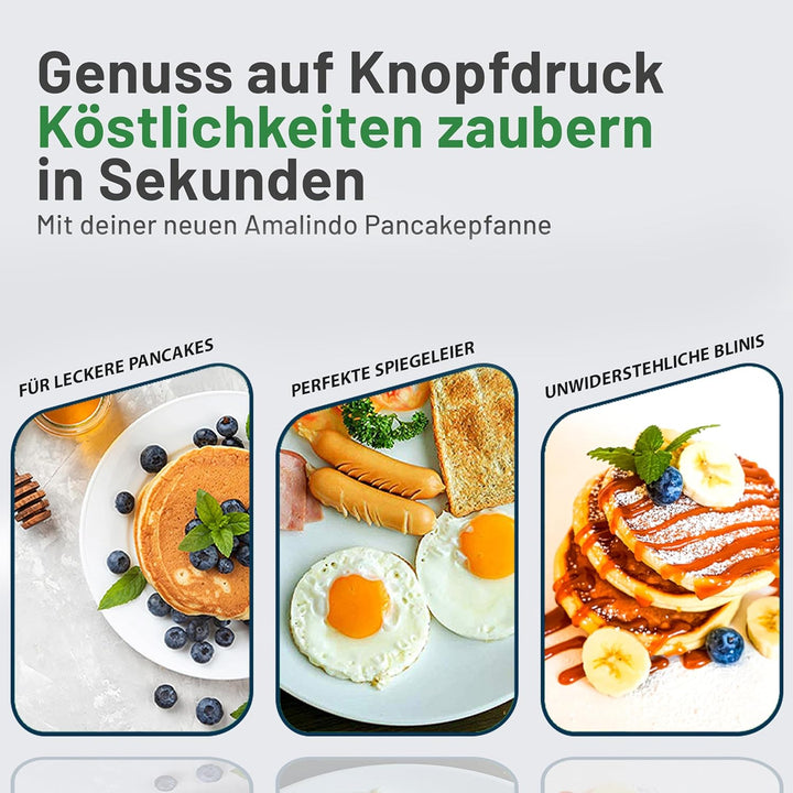 Amalindo Pancake Pfanne Ø26cm Spiegeleipfanne für 7 Eier | Pancakepfanne Antihaft-Beschichtung | Pfa