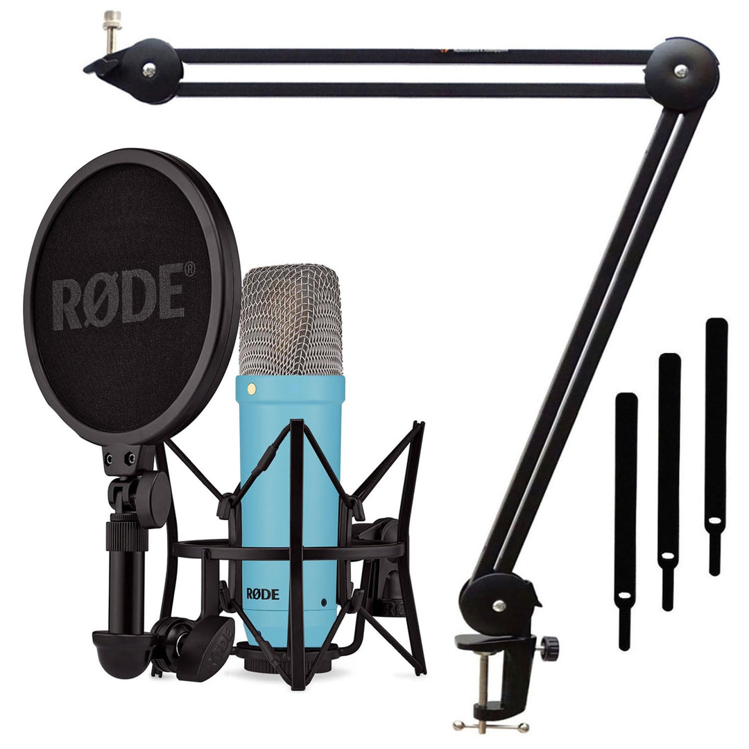Rode NT1 Signature Blue Studio-Mikrofon Blau + keepdrum MS138 Gelenkarm-Stativ Schwarz blue Mikrofon