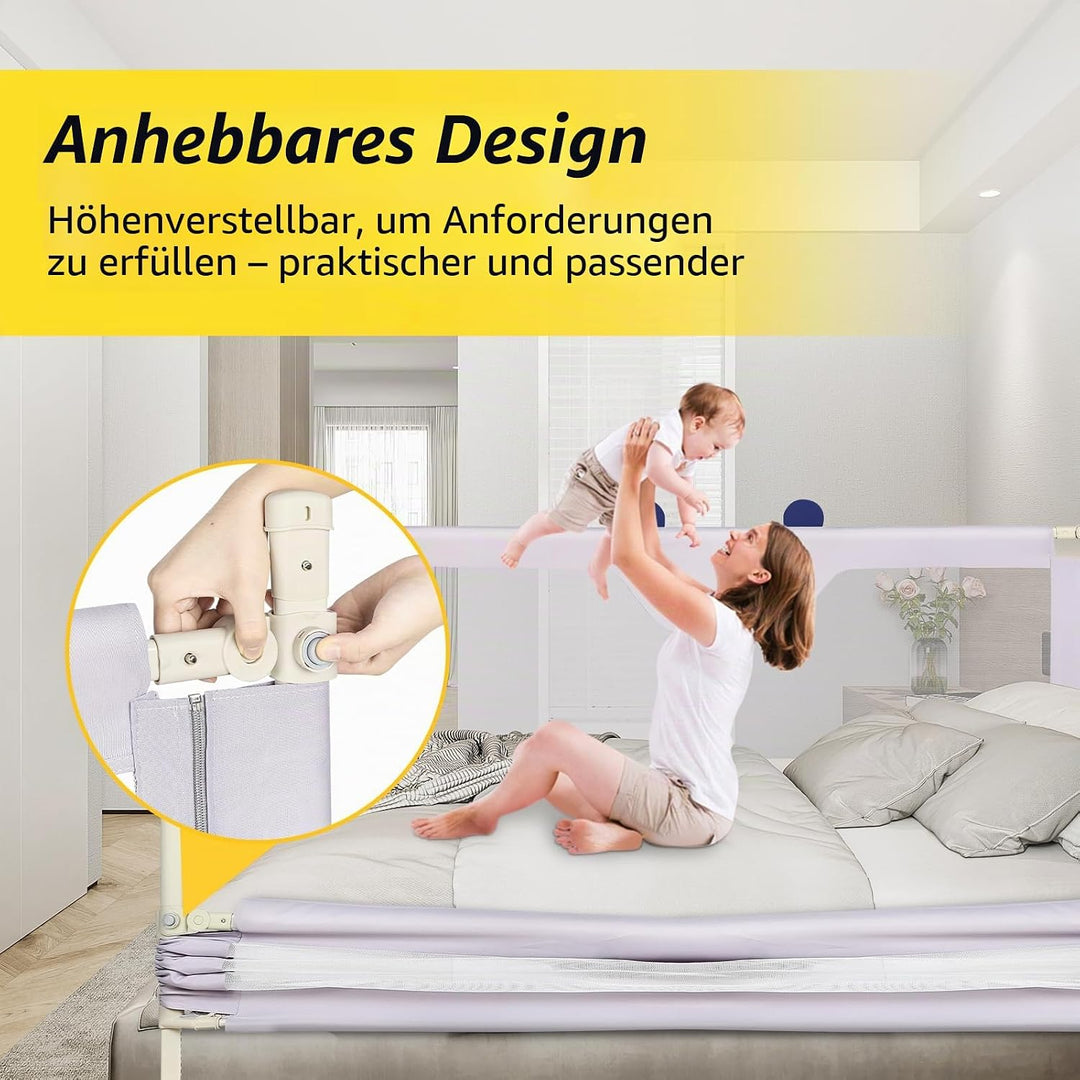 OHMG Bettgeländer,Sicherheitsgitter für Kinder,Sicherheitsgitter für Bett,höhenverstellbar,tragbar,B