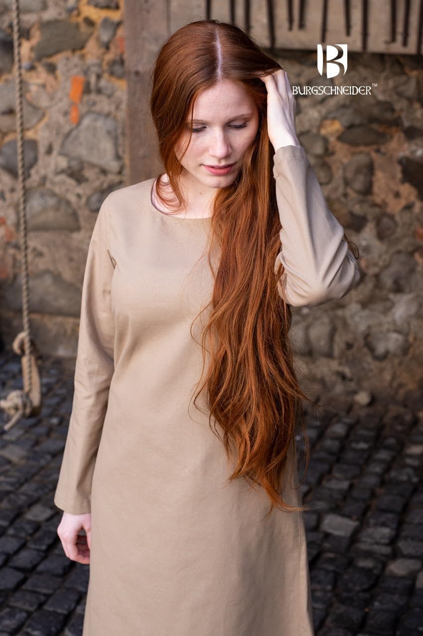 Burgschneider Mittelalter LARP Unterkleid Freya – Hanf XXXL 3XL Hanf, 3XL Hanf