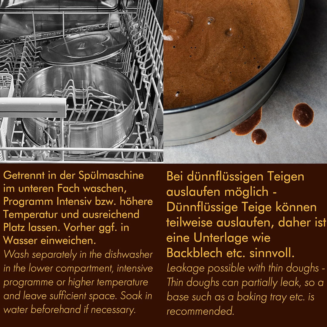 Backform Edelstahl Kuchenform Springform, unbeschichtet PFAS-frei aus 18/8-Edelstahl Spülmaschinenfe