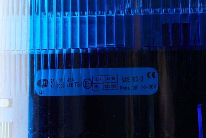 HELLA - LED-Rundumkennleuchte - KL 7000 - 12/24V - blau - Rohrstutzen, flexibel - Stecker: offene Ka
