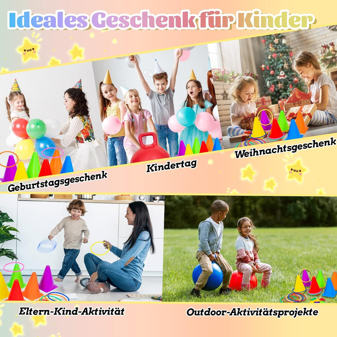 JOY SPOT! Outdoor Spiele für Kinder, Hüpfball Spiele mit Pumpe, Pogo Stick aus Schaumstoff mit weich